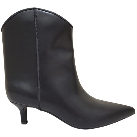 On 34th Women Kitten Heel Western Booties Aatira Size 6.5M Black Smooth - Picture 2 of 5